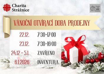 VÁNOČNÍ OTVÍRACÍ DOBA PRODEJNY